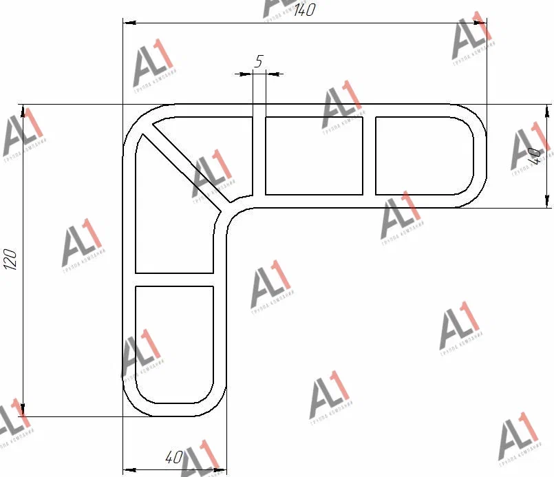  Алюминиевый профиль по чертежам заказчика 120х140